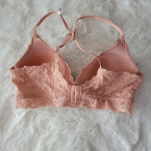 🌺AERIE REAL HAPPY WIRELESS LIGHTLY LINED LACE BRA SIZE 32C - Picture 10 of 10